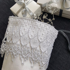 Silver Lace & Linen Stocking