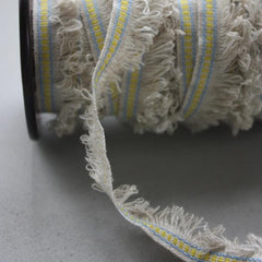 Fringe Linen Ribbon - Natural/Blue/Yellow